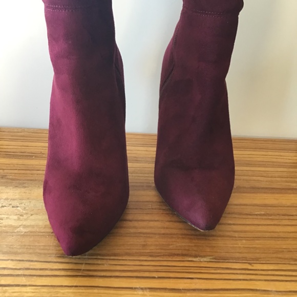 Aldo Burgundy Over Knee Suede High Heeled Boots size 7.5 - Picture 5 of 6